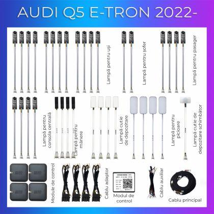 Lumini Ambientale NIGHTVIBE dedicate Audi Q5 E-Tron set complet control telefon sau sistem original
