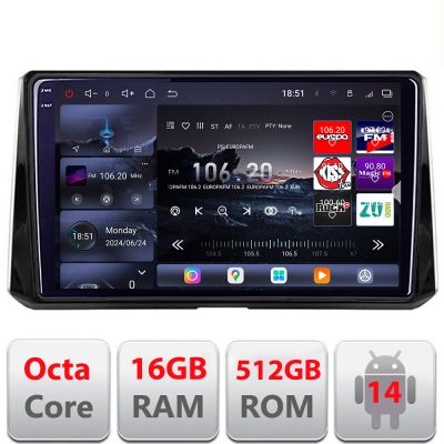 Navigatie Toyota Corolla 2019- Edotec Kit-388-levin 8 core QLED 2K 16+512GB 360 Android Waze USB Navigatie Internet Youtube Radio