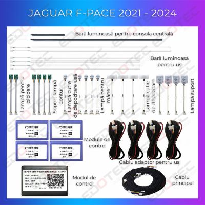 Lumini Ambientale Jaguar F-PACE 2021-2024 set complet control telefon sau sistem original