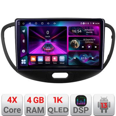 Navigatie Hyundai I10 2007-2013 Android radio gps internet 4+64 InCell Display 1K KIT-i10-2007+EDT-E209-RK