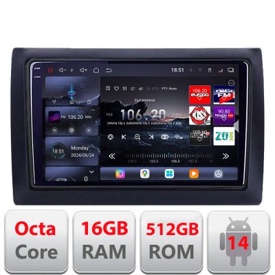 Navigatie Fiat Stilo Edotec Kit-STILO 8 core QLED 2K 16+512GB 360 Android Waze USB Navigatie Internet Youtube Radio