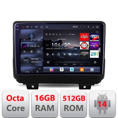 Navigatie Jeep Wrangler 2018- Edotec Kit-WRANGLER 8 core QLED 2K 16+512GB 360 Android Waze USB Navigatie Internet Youtube Radio