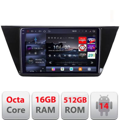 Navigatie Volkswagen Touran 2016- Edotec Kit-3144 8 core QLED 2K 16+512GB 360 Android Waze USB Navigatie Internet Youtube Radio
