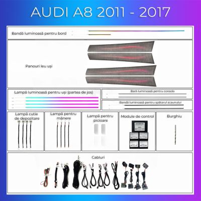 Lumini ambientale Audi  A8 2011-2017 set complet control telefon sau sistem original
