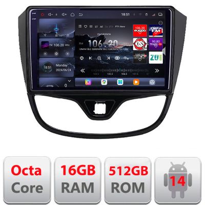 Navigatie Opel Karl 2017- Edotec Kit-karl 8 core QLED 2K 16+512GB 360 Android Waze USB Navigatie Internet Youtube Radio