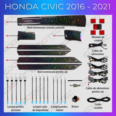Lumini ambientale Honda Civic 2016-2021 set complet control telefon sau sistem original