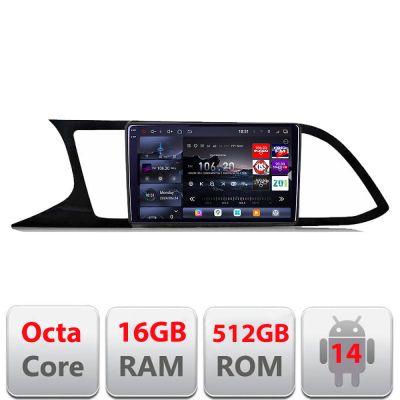 Navigatie Seat Leon 2013-2019 MIB  Edotec Kit-306 8 core QLED 2K 16+512GB 360 Android Waze USB Navigatie Internet Youtube Radio