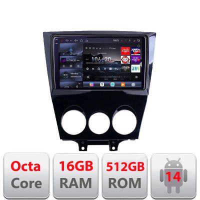 Navigatie Mazda RX8 2003-2008 Android radio gps internet 8 core QLED 2K 16+512GB 360 Edotec