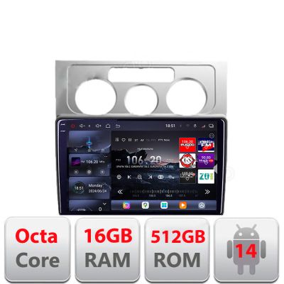 Navigatie VW Touran 2003-2010 Edotec Kit-TOURAN1 8 core QLED 2K 16+512GB 360 Android Waze USB Navigatie Internet Youtube Radio