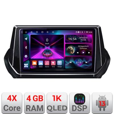 Navigatie Peugeot 2008 2020- Android radio gps internet 4+64 InCell Display 1K Kit-209-RK-2020+EDT-E209-RK