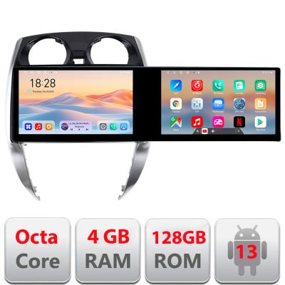 Navigatie Nisan Note 2012-2019 Edotec 2 ecrane  8 core 4+128 21.6 inch Incell android Wifi 5Ghz gps internet  KIT-note-2012
