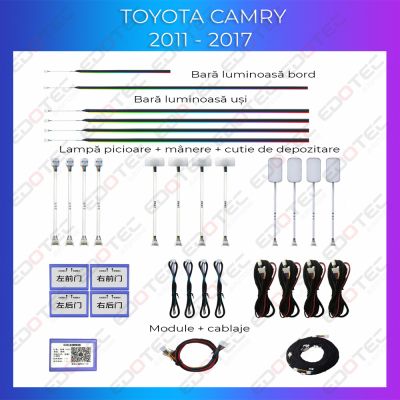 Lumini Ambientale Toyota Camry 2011 - 2017 set complet control telefon sau sistem original