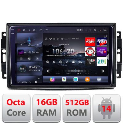 Navigatie Chrysler Jeep Edotec Kit-202 8 core QLED 2K 16+512GB 360 Android Waze USB Navigatie Internet Youtube Radio v3