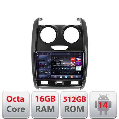 Navigatie Dacia Duster 2012-2019 Edotec Kit-157 8 core QLED 2K 16+512GB 360 Android Waze USB Navigatie Internet Youtube Radio