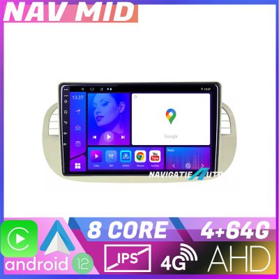 Navigatie Fiat 500 intre anii 2007 2015 EDOTEC-LITE Android Ecran 720P Octa Core 4+32 Carplay
