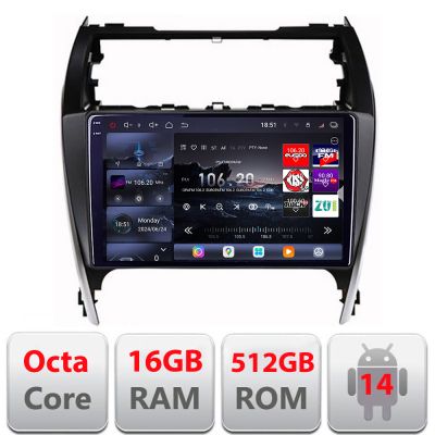 Navigatie Toyota Camry 2012-2018 Android radio gps internet 8 core QLED 2K 16+512GB 360 Edotec