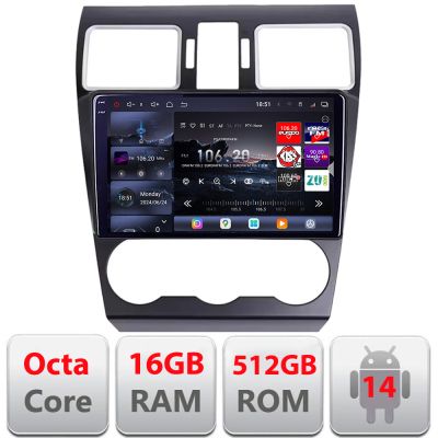 Navigatie Subaru Forester XV Qled 2K Octa Core 16+512GB LTE 4G DSP Wifi 5Ghz android auto carplay radio gps internet kit-062-2019+EDT-E809-2K