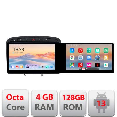 Navigatie Peugeot 308 Kit-038 Edotec 2 ecrane  8 core 4+128 21.6 inch Incell android Wifi 5Ghz gps internet