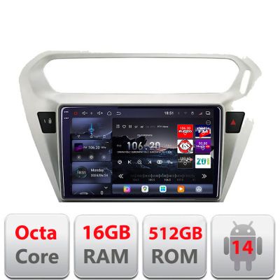 Navigatie Peugeot 301 2012-2020 Citroen C-Elisee Edotec Kit-301 8 core QLED 2K 16+512GB 360 Android Waze USB Navigatie Internet Youtube Radio