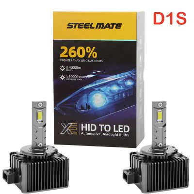 Set de 2 Becuri Faruri Conversie Hid-Led, Steelmate LED D1S Led, Plug & Play, 6000k, Miez Cupru, Radiator Aluminiu Silentios, Calitate Premium