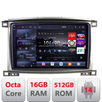 Navigatie Toyota Land Cruiser L100 2002-2008 Edotec Kit-L100 8 core QLED 2K 16+512GB 360 Android Waze USB Navigatie Internet Youtube Radio v1