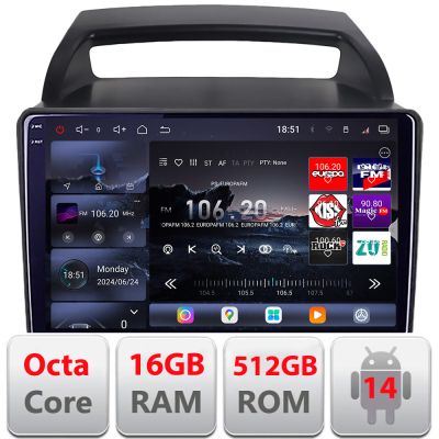 Navigatie Kia Carnival 2006-2014 Android radio gps internet 8 core QLED 2K 16+512GB 360 Edotec