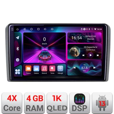 Navigatie Audi A3 8P Quad Core A-049  4+64 InCell Display 1K Android Waze USB Navigatie Internet Youtube Radio