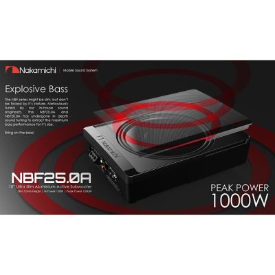 Subwoofer auto activ sub scaun Nakamichi, difuzor 10", 150 W RMS, 1000 W Max