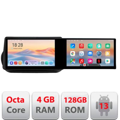 Navigatie Peugeot Bipper, CitroenNemo, Fiat Qubo 2008-2017 Edotec 2 ecrane  8 core 4+128 21.6 inch Incell android Wifi 5Ghz gps internet  Kit-bipper v2