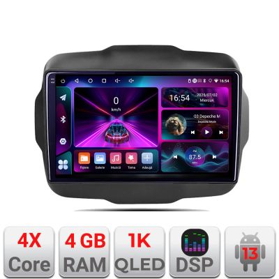 Navigatie Jeep Renegade 2015-2020 A-500  4+64 InCell Display 1K Android Waze USB Navigatie Internet Youtube Radio