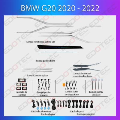 Lumini Ambientale NIGHTVIBE BMW Seria 3 G20 2019-2022 dedicat set complet control telefon sau sistem original