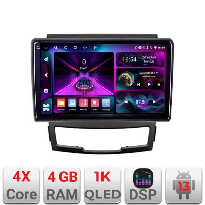 Navigatie Ssangyong Korando 2011-2013 A-159  4+64 InCell Display 1K Android Waze USB Navigatie Internet Youtube Radio