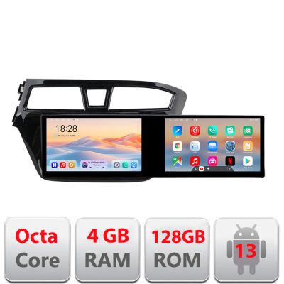 Navigatie  Hyundai i20 2015-2018 Edotec 2 ecrane  8 core 4+128 21.6 inch Incell android Wifi 5Ghz gps internet  Kit-517