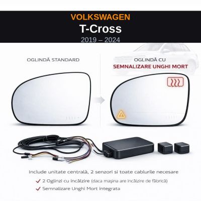 Senzor unghi mort Volkswagen T-Cross 2019-2024 — oglindă dedicată