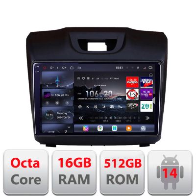 Navigatie Isuzu D-Max 2015+  Edotec Kit-2234 8 core QLED 2K 16+512GB 360 Android Waze USB Navigatie Internet Youtube Radio