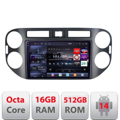 Navigatie VW Tiguan si Golf Plus 2012-2016 Android radio gps internet 8 core QLED 2K 16+512GB 360 Edotec