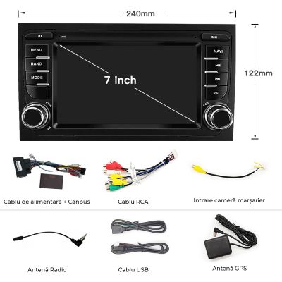 Navigație Audi A4 B7 B6 S4 RS4 2002 - 2007, 7 inci