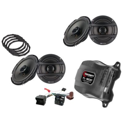 Pachet difuzoare  fata + spate  cu amplificator TL-500, inele si cablaje plug&play pe masina