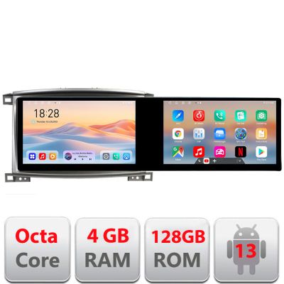 Navigatie Toyota Land Cruiser L100 2002-2008 Kit-l100 Edotec 2 ecrane  8 core 4+128 21.6 inch Incell android Wifi 5Ghz gps internet