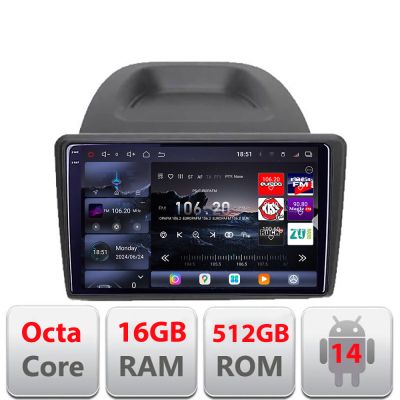Navigatie Ford Fiesta 2012-2018 Edotec Kit-256 8 core QLED 2K 16+512GB 360 Android Waze USB Navigatie Internet Youtube Radio