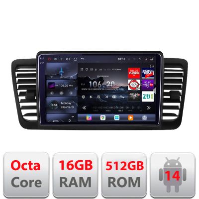 Navigatie Subaru Outback Legacy 2004-2009 Edotec Kit-SU02 8 core QLED 2K 16+512GB 360 Android Waze USB Navigatie Internet Youtube Radio