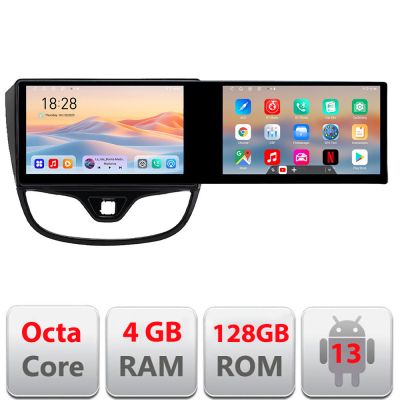 Navigatie Opel Karl 2017- Kit-karl Edotec 2 ecrane  8 core 4+128 21.6 inch Incell android Wifi 5Ghz gps internet