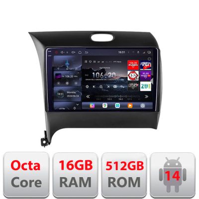 Navigatie Kia Cerato 2013-2017 Edotec Kit-1562 8 core QLED 2K 16+512GB 360 Android Waze USB Navigatie Internet Youtube Radio