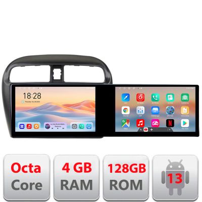 Navigatie Mitsubishi Spacestar Edotec 2 ecrane  8 core 4+128 21.6 inch Incell android Wifi 5Ghz gps internet  Kit-spacestar