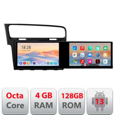 Navigatie VW Golf 7 Kit-491 Edotec 2 ecrane  8 core 4+128 21.6 inch Incell android Wifi 5Ghz gps internet