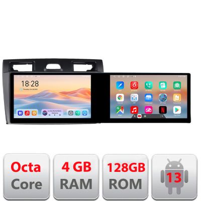 Navigatie Ford Fiesta MK5 2002-2008 Edotec 2 ecrane  8 core 4+128 21.6 inch Incell android Wifi 5Ghz gps internet  KIT-fiesta-mk5