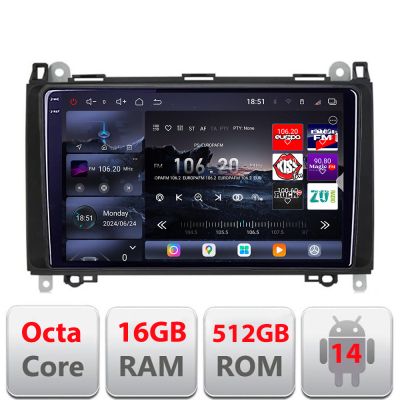 Navigatie Mercedes VW Edotec Kit-068 8 core QLED 2K 16+512GB 360 Android Waze USB Navigatie Internet Youtube Radio v1