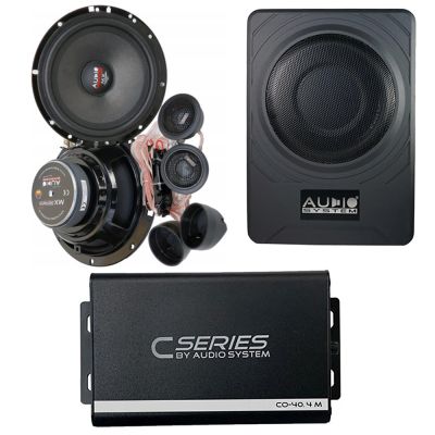 Pachet 2 Difuzoare Audio System MX 165 EVO pentru usile din fata + Amplificator de 4 canale + Subwoofer underseat si accesorii