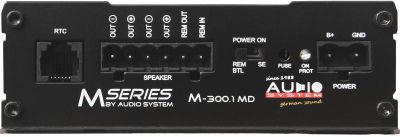 Amplificator Audio System M-300.1 MD, 1 x 300 watts, monobloc, in 2 sau 4 ohm, dimensiune micro clasa D pentru subwoofer