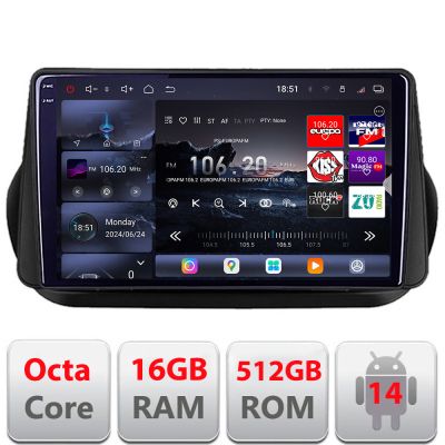 Navigatie Peugeot Bipper, Citroen Nemo, Fiat Qubo 2008-2017 Android radio gps internet 8 core QLED 2K 16+512GB 360 Edotec